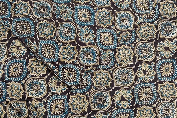 Pure cotton fabric with handblock Ajrakh print   in brown
