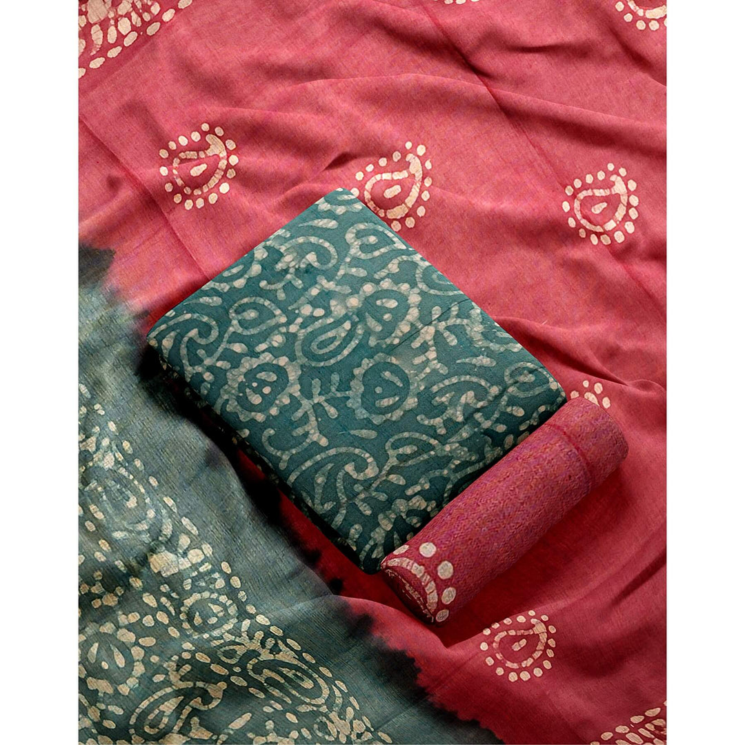 3 piece salwar suit material in  teal green