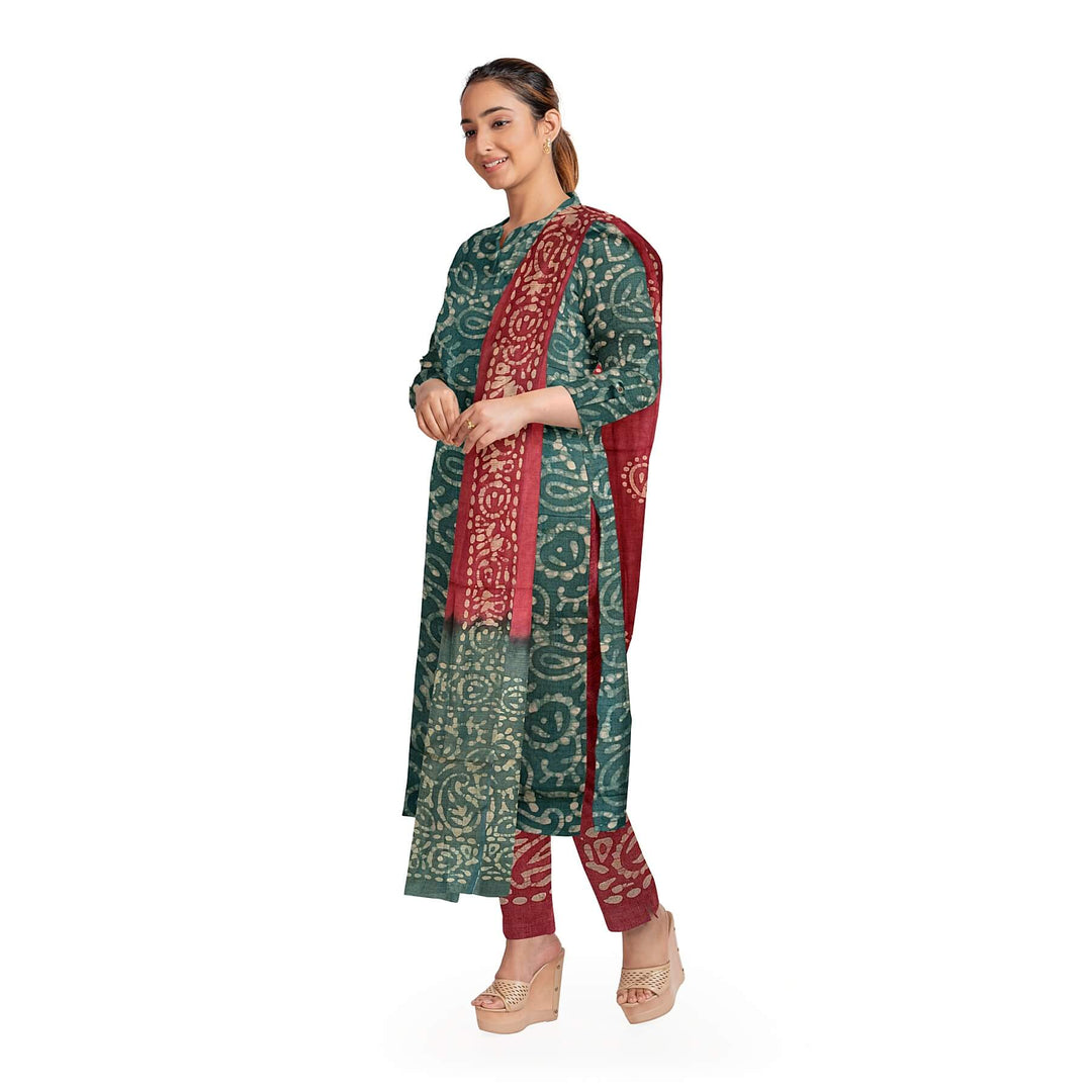 3 piece salwar suit material in  teal green