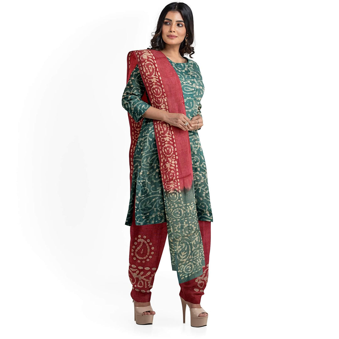 3 piece salwar suit material in  teal green