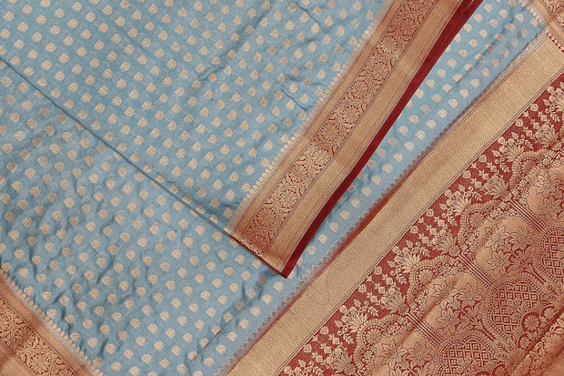 Banarasi georgette saree in ash grey with small  motifs