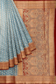 Banarasi georgette saree in ash grey with small  motifs