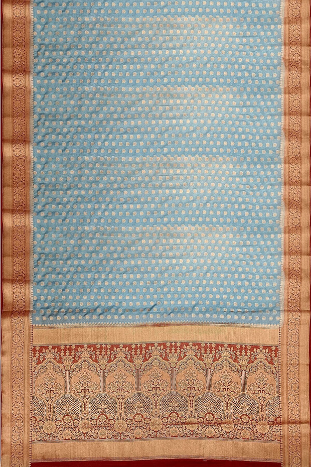 Banarasi georgette saree in ash grey with small  motifs