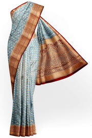 Banarasi georgette saree in ash grey with small  motifs