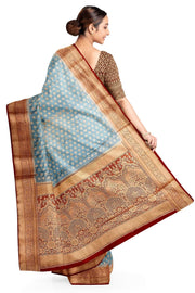 Banarasi georgette saree in ash grey with small  motifs