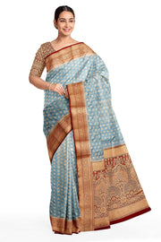Banarasi georgette saree in ash grey with small  motifs