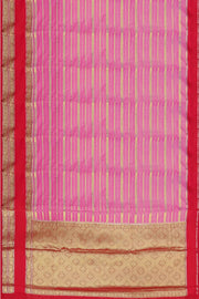 Banarasi khaddi georgette in pink & red with zari stripes
