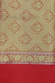 Banarasi khaddi georgette in pink & red with zari stripes