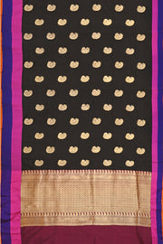 Handloom Banarasi katan pure silk saree in black with floral motifs