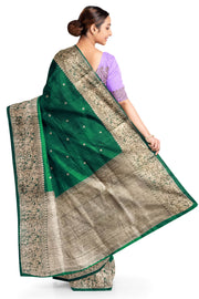 Handloom Banarasi pure silk saree in  bottle green  in dupion finish