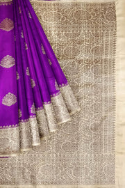 Handloom Banarasi pure silk saree in  purple  in dupion finish
