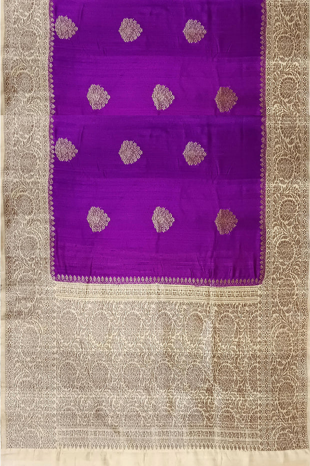 Handloom Banarasi pure silk saree in  purple  in dupion finish