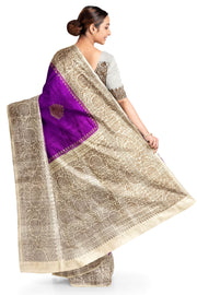 Handloom Banarasi pure silk saree in  purple  in dupion finish