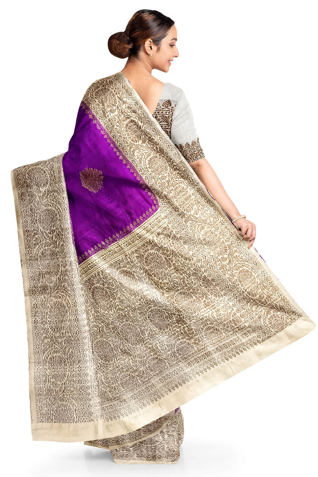 Handloom Banarasi pure silk saree in  purple  in dupion finish