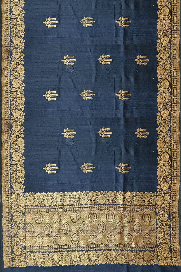 Handloom Banarasi pure silk saree in  navy blue  in dupion finish