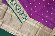 Handloom Banarasi katan pure silk saree in wine colour with small motifs