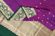 Handloom Banarasi katan pure silk saree in wine colour with small motifs