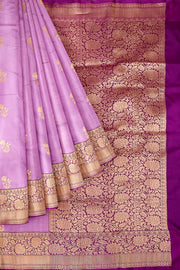 Handloom Banarasi katan pure silk saree in pink with floral motifs
