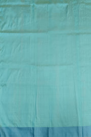 Banarasi katan pure silk saree in teal blue  with stripes & floral motifs in gold.