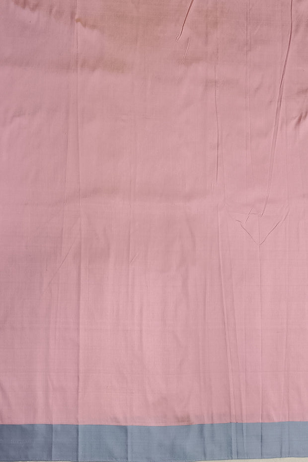 Banarasi katan pure silk saree in pink  with stripes & floral motifs in gold.