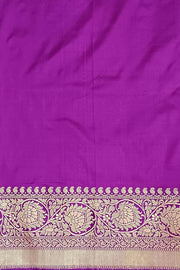 Handloom Banarasi katan pure silk saree in  violet with small motifs