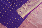 Handloom Banarasi katan pure silk saree in  violet with small motifs