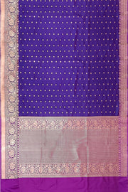 Handloom Banarasi katan pure silk saree in  violet with small motifs