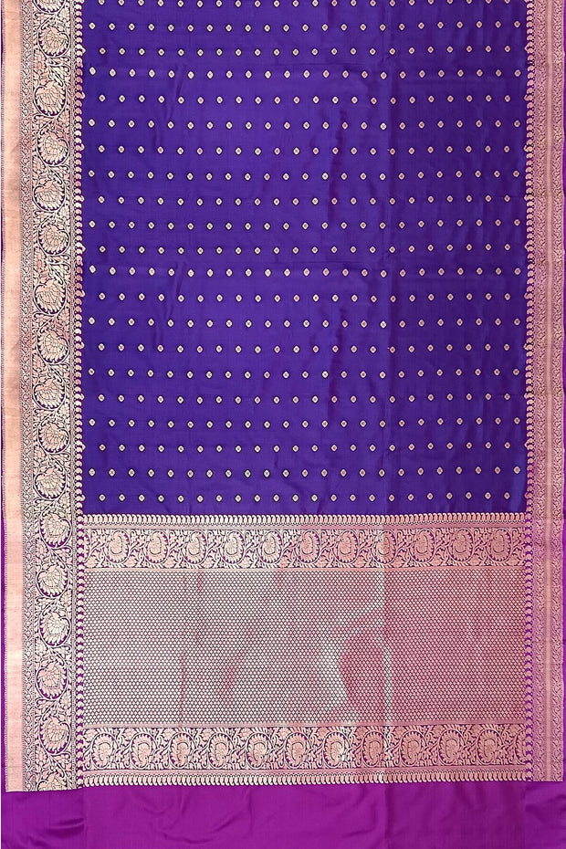 Handloom Banarasi katan pure silk saree in  violet with small motifs