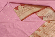 Handloom Banarasi katan pure silk saree in  onion pink with small motifs
