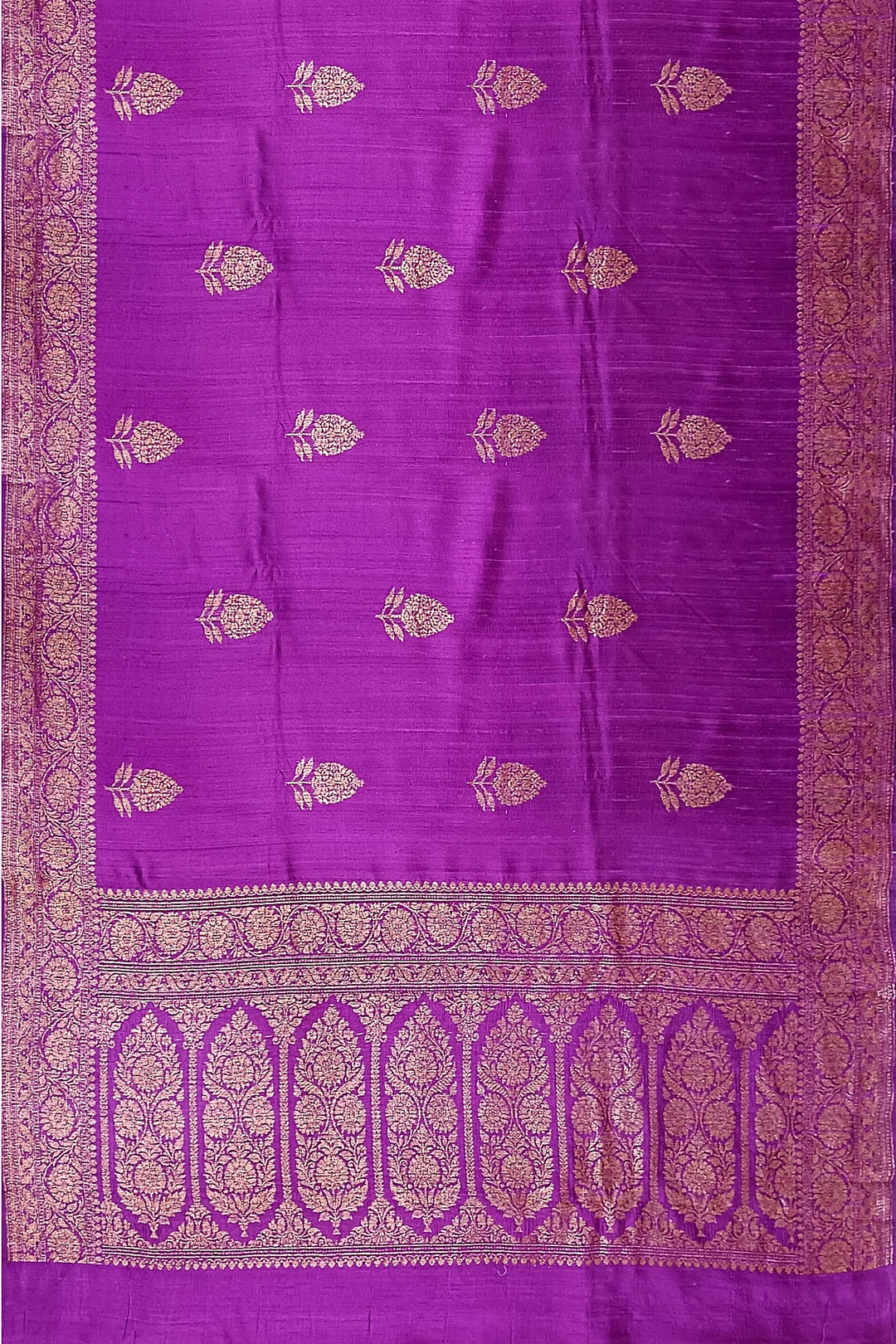 Handloom Banarasi pure silk saree in purple in dupion finish with floral motifs