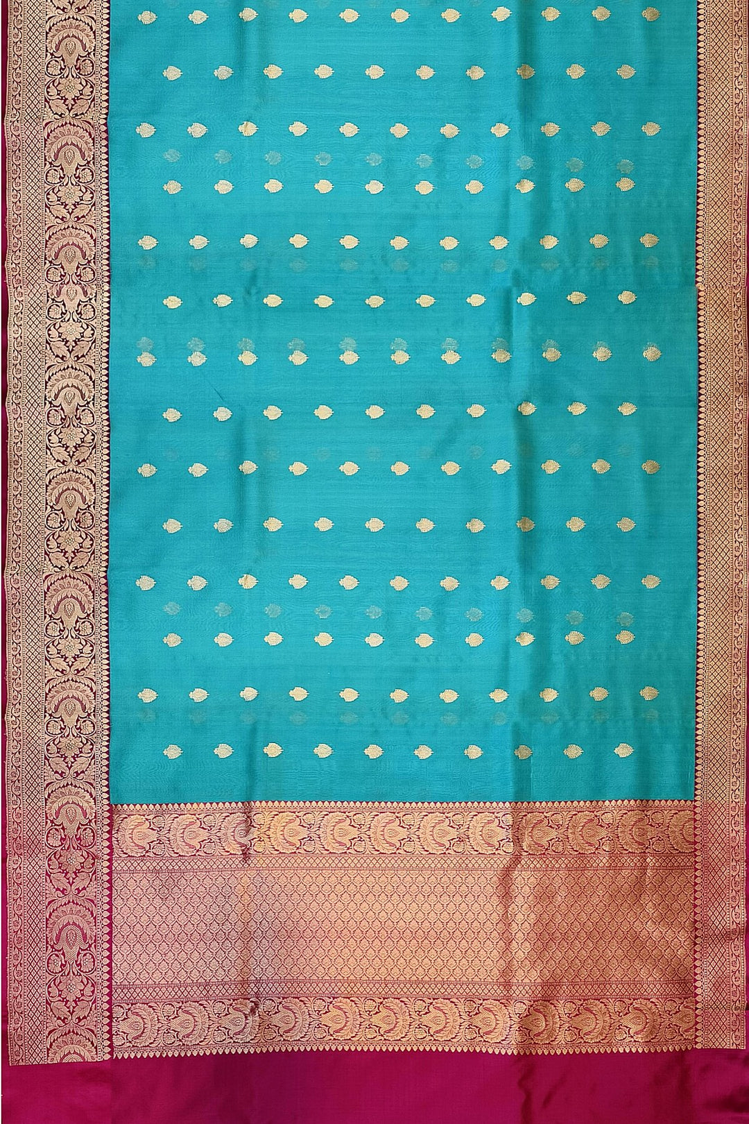 Banarasi kora katan pure silk saree in pool blue