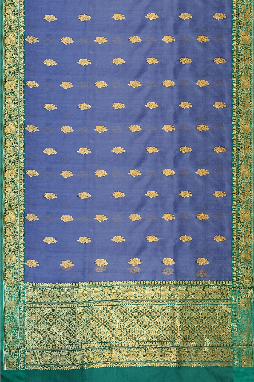 Banarasi kora katan pure silk saree in steel blue