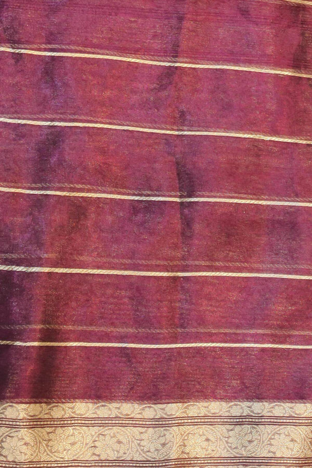 Handloom Banarasi silk tissue saree in  burgundy
