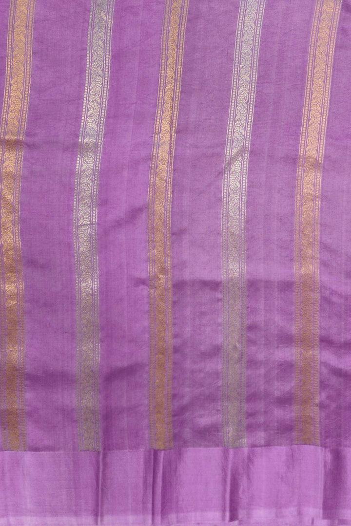 Banarasi pure silk saree in lavender with small motifs  in gold & silver