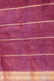 Handloom Banarasi silk tissue saree in wine with floral motifs