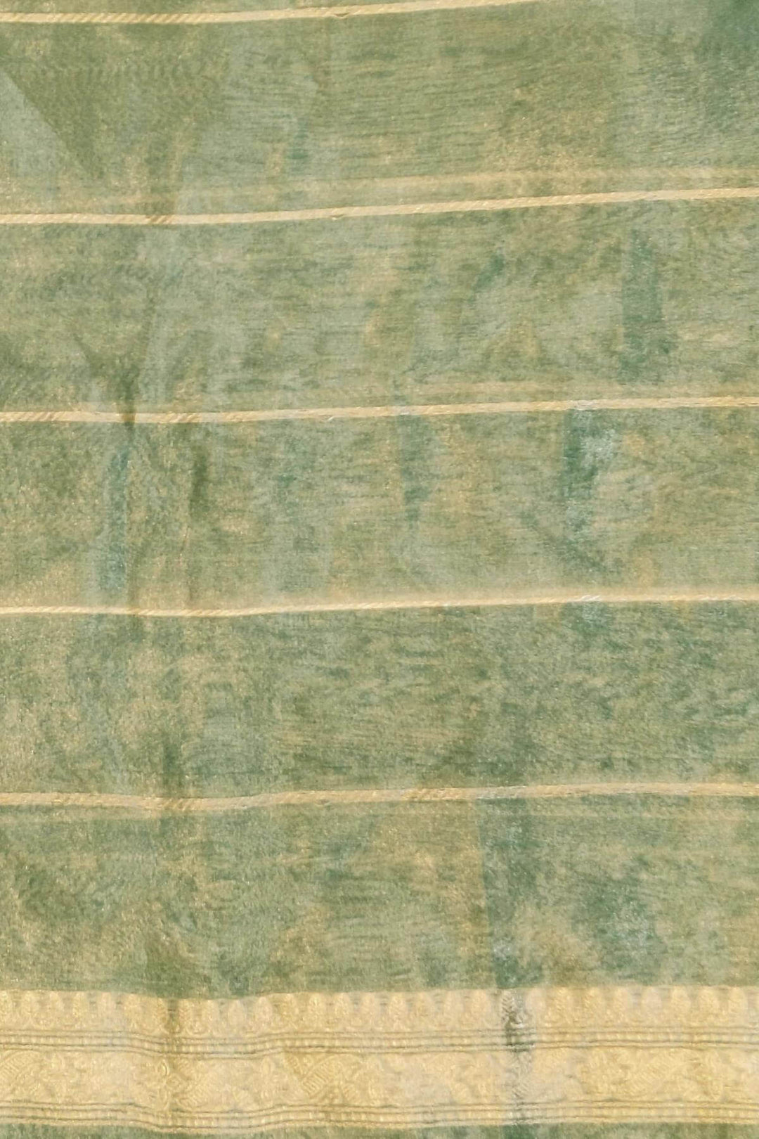 Handloom Banarasi silk tissue saree in sage green with floral motifs