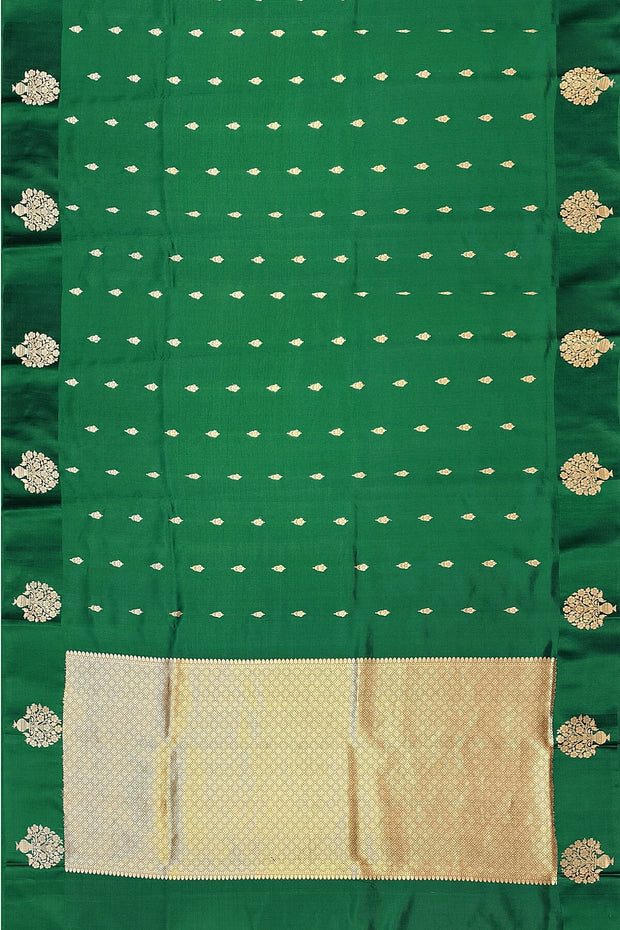 Handloom Banarasi  katan pure silk saree in bottle green (POONA SILK)