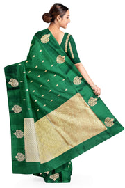 Handloom Banarasi  katan pure silk saree in bottle green (POONA SILK)
