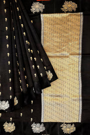 Handloom Banarasi  katan pure silk saree in black (POONA SILK)
