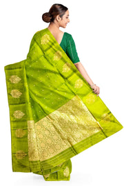 Handloom Banarasi  katan pure silk saree in mehndi green (POONA SILK)