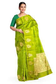 Handloom Banarasi  katan pure silk saree in mehndi green (POONA SILK)