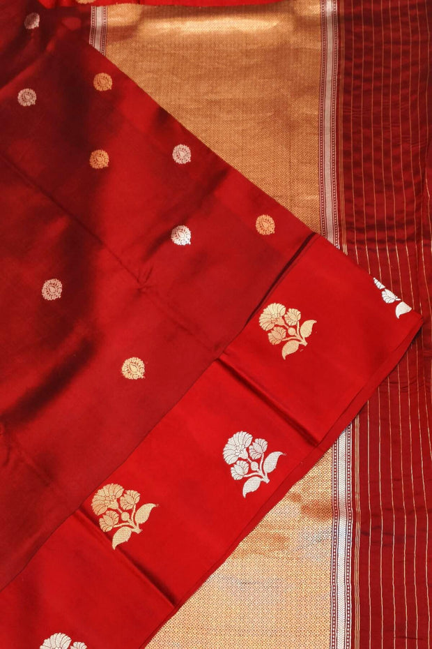 Handloom Banarasi  katan pure silk saree in maroon (POONA SILK)