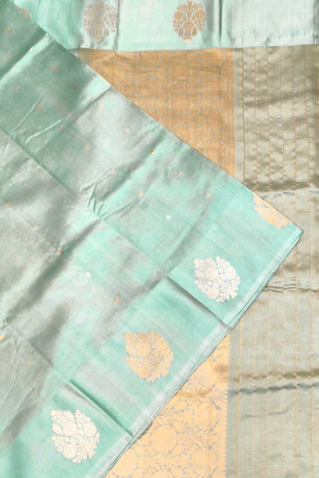 Handloom Banarasi  katan pure silk saree in mint green (POONA SILK)