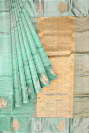 Handloom Banarasi  katan pure silk saree in mint green (POONA SILK)