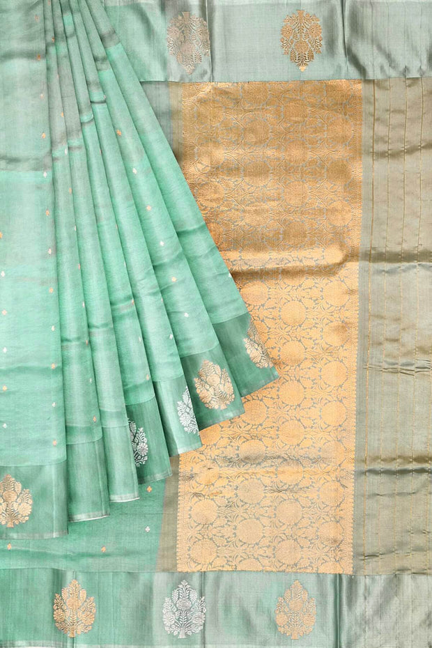 Handloom Banarasi  katan pure silk saree in mint green (POONA SILK)