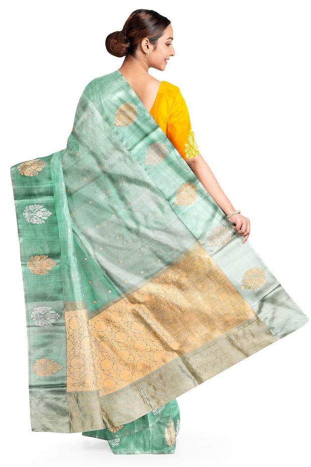 Handloom Banarasi  katan pure silk saree in mint green (POONA SILK)