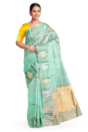 Handloom Banarasi  katan pure silk saree in mint green (POONA SILK)
