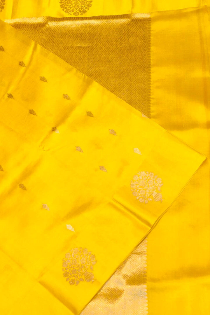 Handloom Banarasi  katan pure silk saree in yellow (POONA SILK)