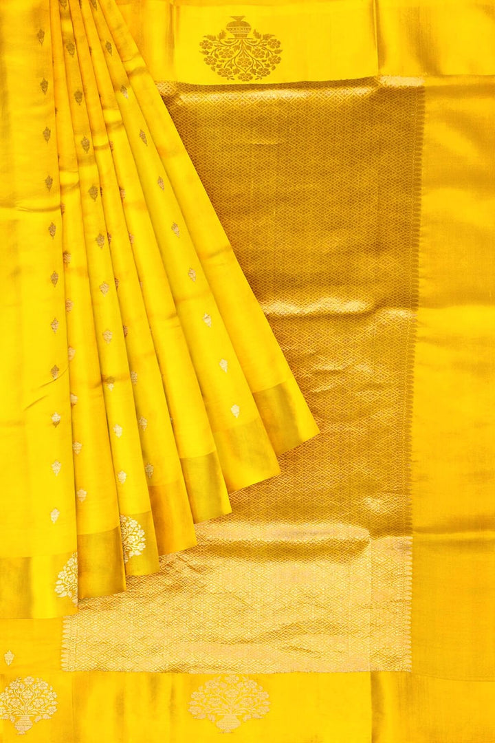 Handloom Banarasi  katan pure silk saree in yellow (POONA SILK)