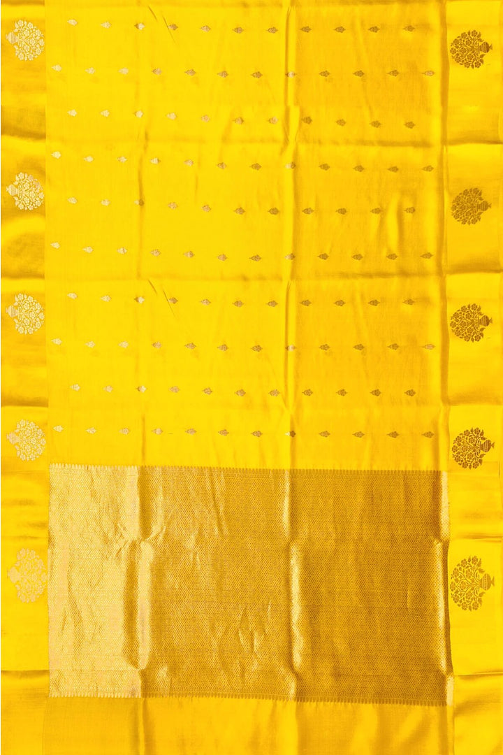 Handloom Banarasi  katan pure silk saree in yellow (POONA SILK)